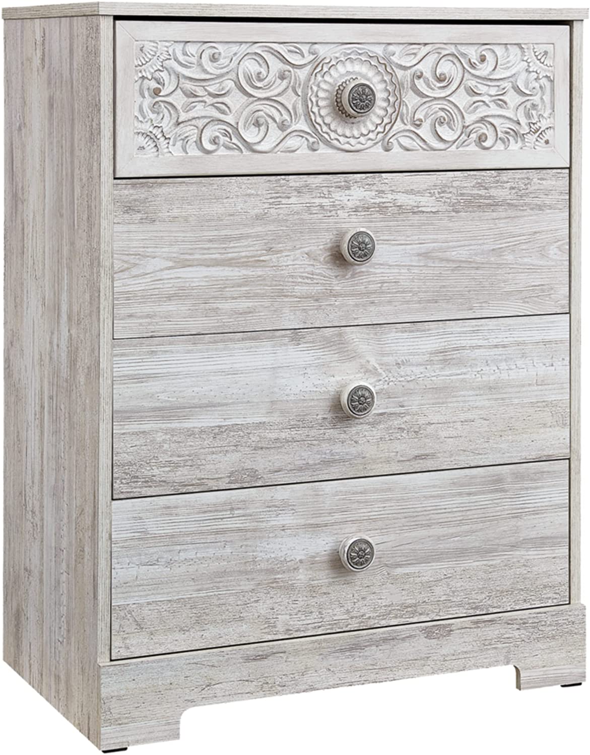 Photo 1 of Signature Design by Ashley Paxberry Boho Four Drawer Chest Whitewash