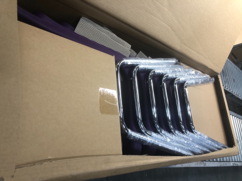 Photo 1 of Amazon Basics School Classroom Stack Chair 14Inch Seat Height  6Pack Chrome Legs Purple