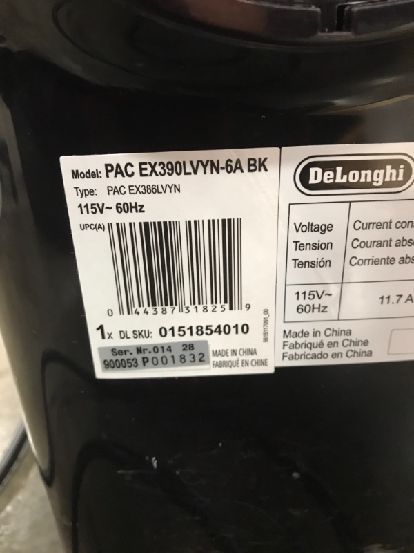 Photo 1 of SEE notes DOESNT GET COLD 
DeLonghi 14000 BTU Portable Air Conditioner Dehumidifier  Fan  Cool Surround Remote wBuiltin Temperature Control Sensor  Quiet Mode 700 sq ft XLarge Room Pinguino 8600 BTU DOE Black (PARTS ONLY)