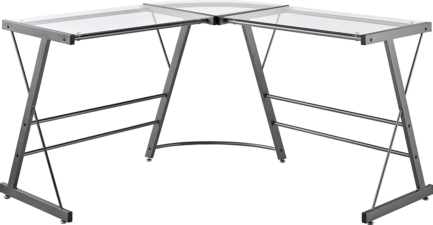 Photo 1 of Ameriwood Home Odin Glass LShaped Computer Desk Gray