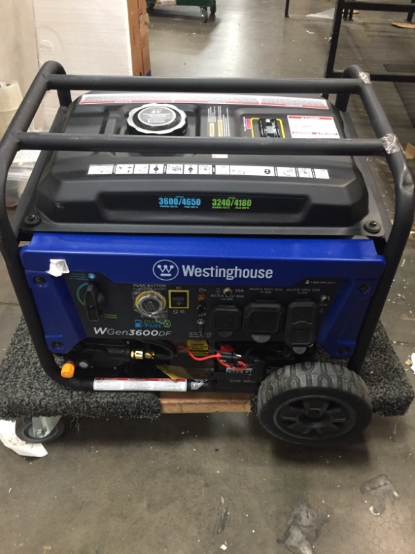 Photo 3 of Westinghouse Outdoor Power Equipment WGen3600DF Dual Fuel Gas and Propane Electric Start Portable Generator 3600 Rated 4650 Peak Watts RV Ready CARB Compliant