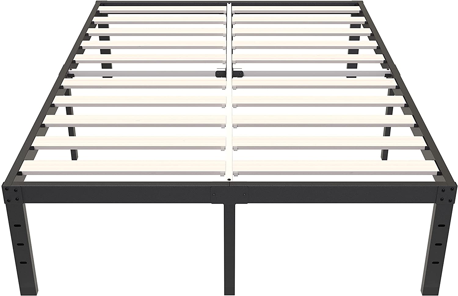 Photo 1 of ZIYOO King Size Bed Frame No Box Spring Needed 14 inch Platform Bed Frame with Solid Wooden Slat for Mattress Foundation Support 3500 lbs Heavy Easy Assembly Integrated Structure Quiet Noise Free