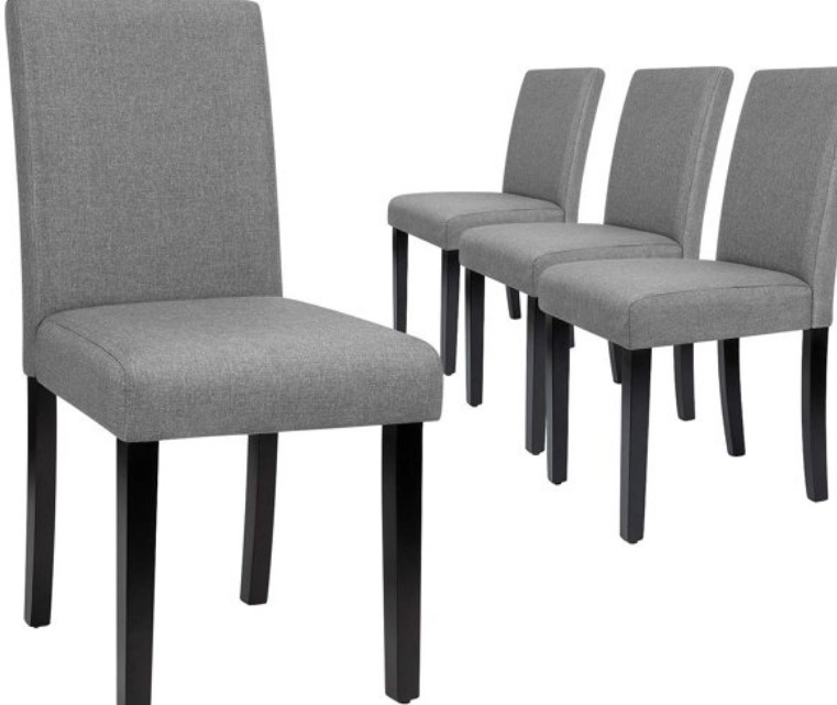 Photo 1 of Walnew Set of 4 Modern Upholstered Dining Chairs with Wood Legs Gray