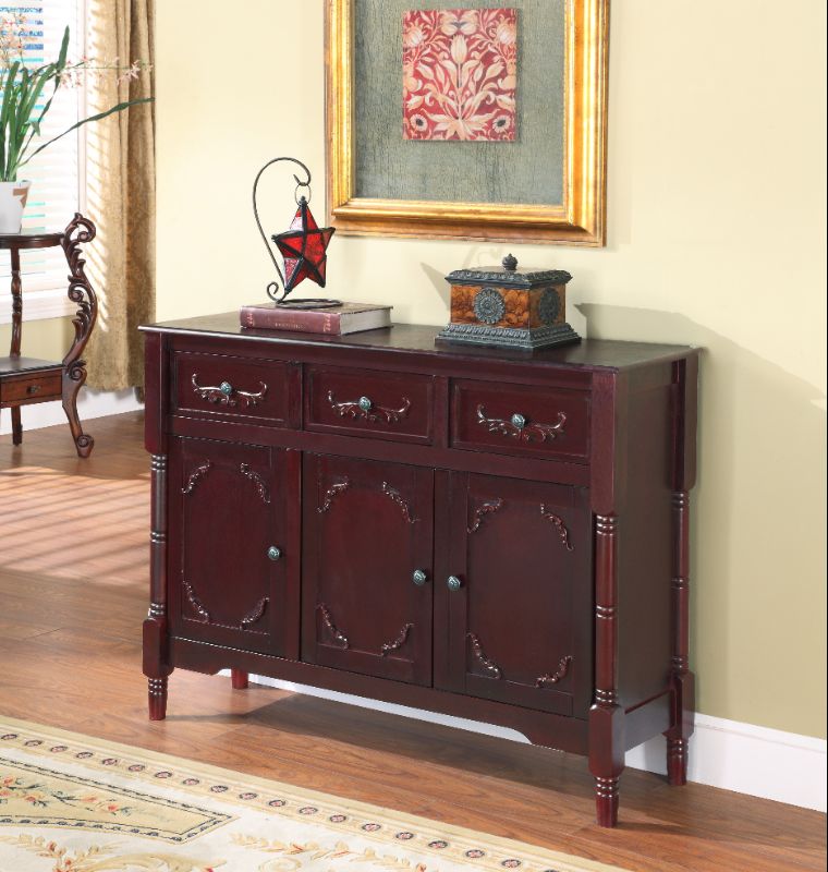 Photo 1 of Camden Dark Cherry Wood Contemporary Sideboard Buffet Display Console Table With Storage Drawers  Doors