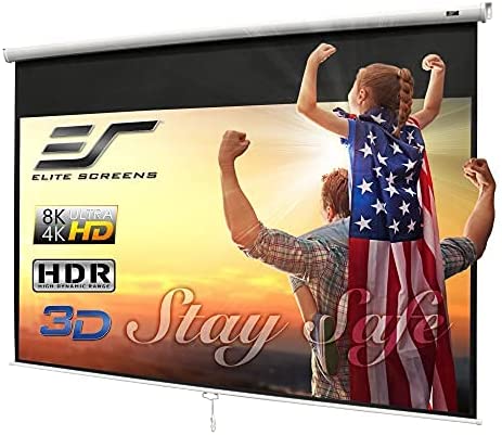 Photo 1 of Elite Screens Manual B 100INCH Manual Pull Down Projector Screen Diagonal 169 Diag 4K 8K 3D Ultra HDR HD Ready Home Theater Movie Theatre White Projection Screen with Slow Retract Mechanism M100H