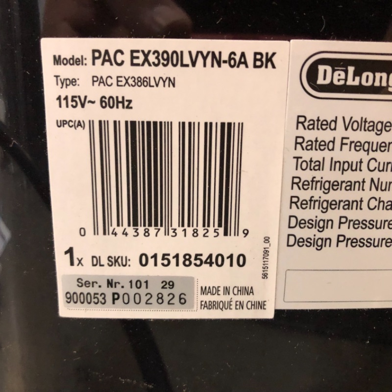 Photo 4 of DeLonghi 14000 BTU Portable Air Conditioner Dehumidifier  Fan  Cool Surround Remote wBuiltin Temperature Control Sensor  Quiet Mode 700 sq ft XLarge Room Pinguino 8600 BTU DOE Black