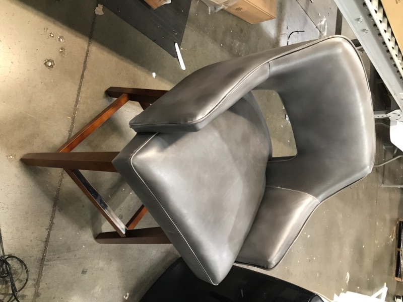 Photo 1 of Amazon Brand  Rivet Malida MidCentury Modern Faux Leather Open Back Swivel Kitchen Counter Stool 37H Grey