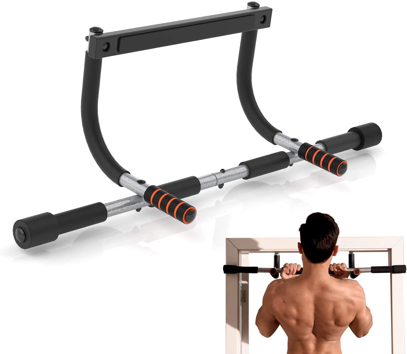 Photo 1 of YIOFOO Doorway Pull Up Bar with Ergonomic Grip Exercise Equipment Body Gym System No Screws Trainer MultiGrip Chin Up Bar  Exercise Bar  Home Workout