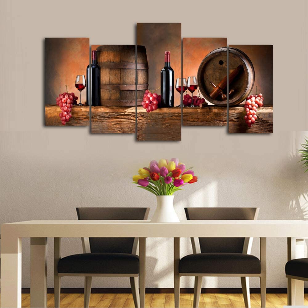 Photo 1 of Cao Gen Decor ArtK60551 5 Panels Wall Art Fruit Grape Red Wine Glass Painting on Canvas Stretched and Framed Canvas Prints Ready to Hang for Kitchen Restaurant Dining RoomArt Wall Decor Artwork
broken on back of one canvas