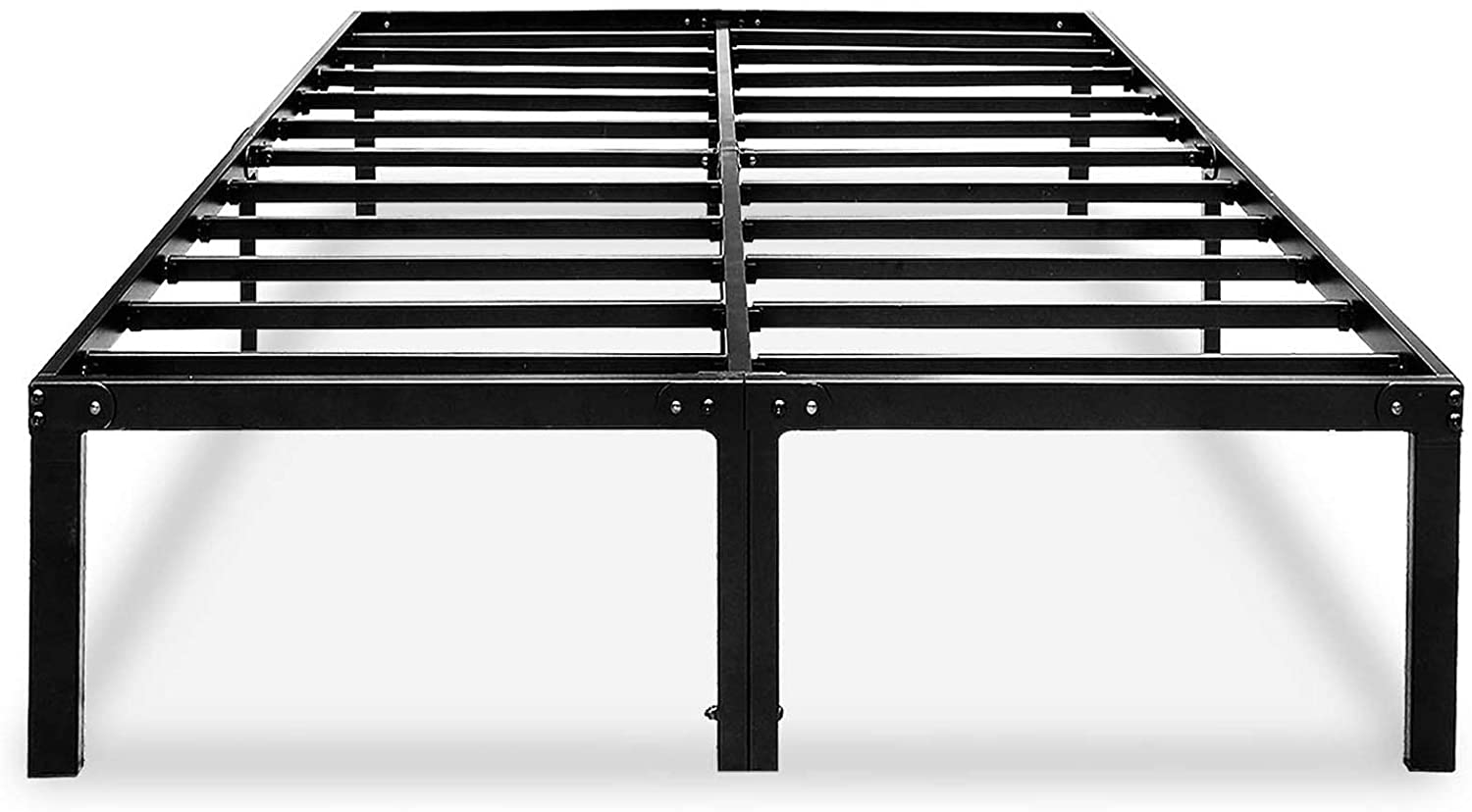 Photo 1 of Metal Platform Bed Frame Queen Size Heavy Duty 14 Inch Beds No Box Spring Steel Slat Frames with Storage Black AQ 81 x 60 x 14 inches