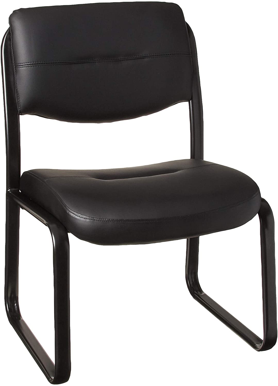 Photo 1 of **INCOMPLETE**Boss Office Products Leather Sled Base Side Chair in Black