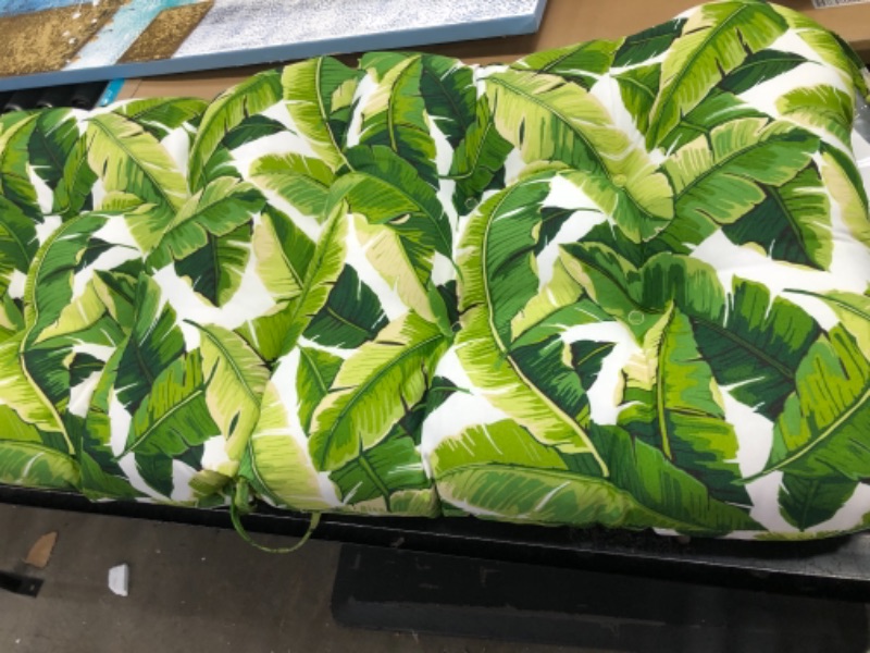 Photo 2 of Greendale Home Fashions Outdoor SeatBack Chair CUSHION Palm Leaves White