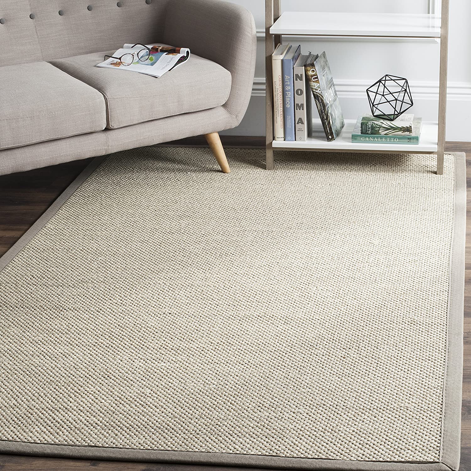 Photo 1 of Safavieh Natural Fiber Collection NF143E Border Sisal Area Rug 4 x 6 Marble  Khaki