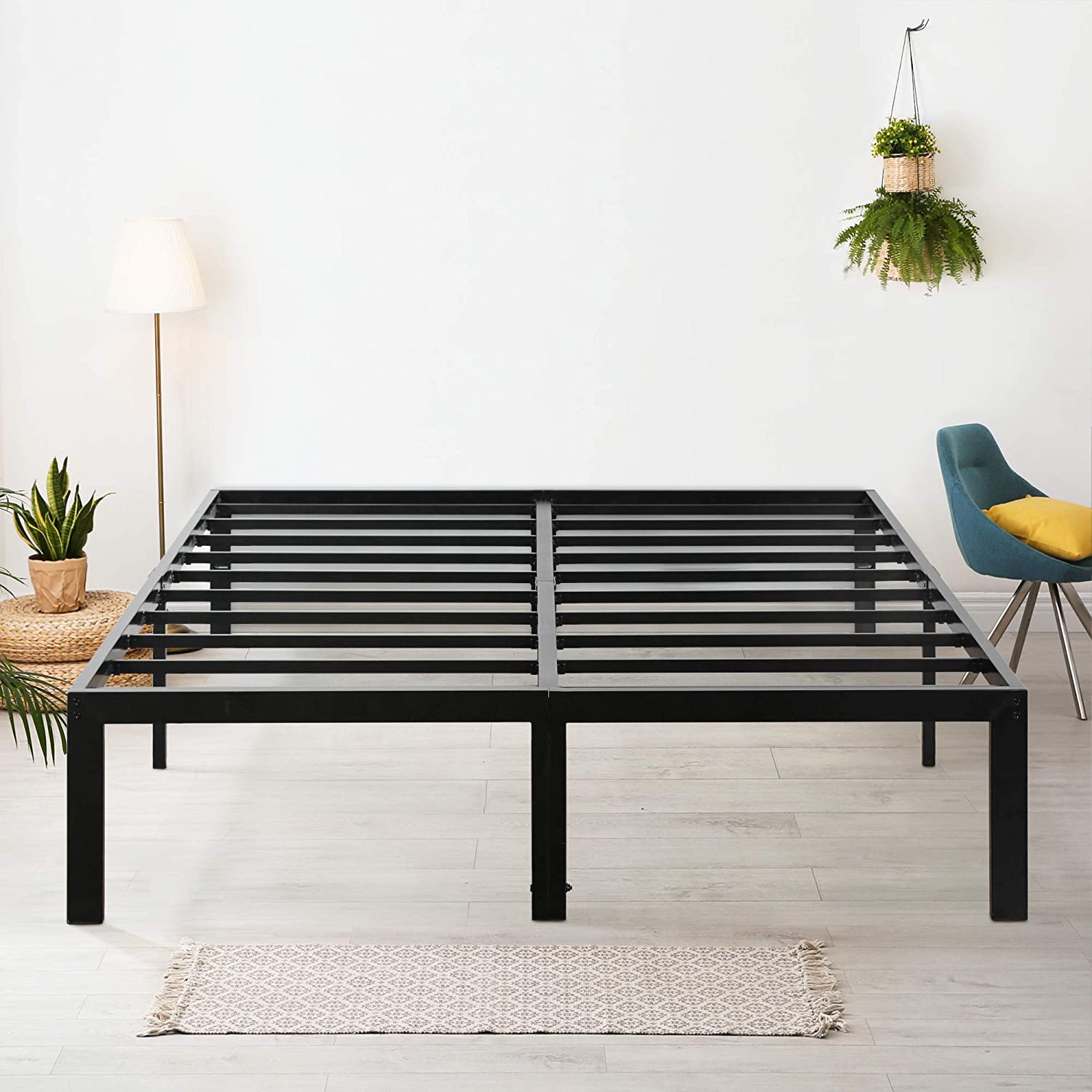 Photo 1 of 18 Heavy Duty King Steel Slat No Box Spring Needed Black