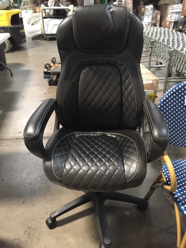 Photo 2 of OFM ESS Collection Racing Style SofThread Leather High Back Office Chair in Black ESS6060
USED DIRTY