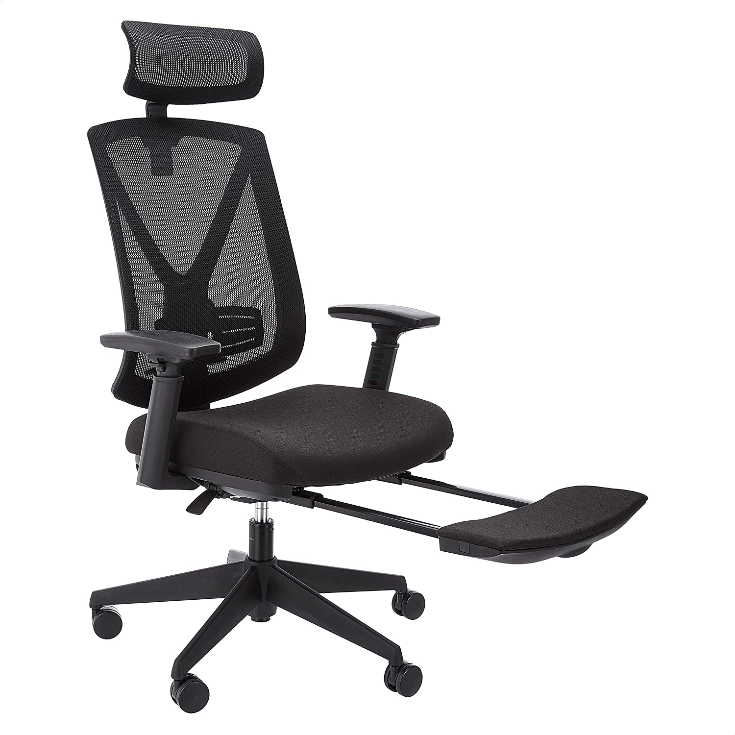 Photo 1 of Amazon Basics Ergonomic HighBack Reclining Mesh Office Chair  Fabric Seat with Adjustable Lumbar Support Black
PREVIOUSLY OPENED MISSING HARDWARE MISSING COMPONENTS PARTS ONLY