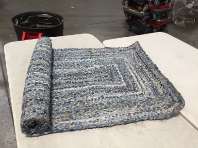 Photo 4 of nuLOOM Dune Road Hand Braided Denim and Jute Interwoven Solid Rug Cotton 2 6 x 6