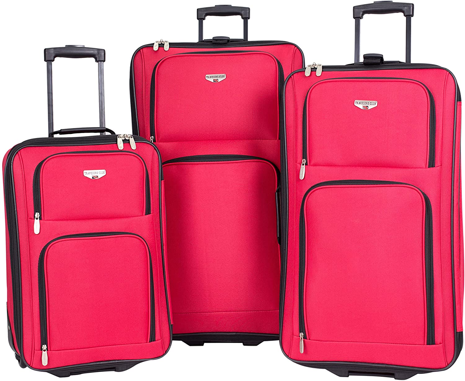 Photo 1 of Travelers Club Genova Expandable Luggage Set Red 3 Piece