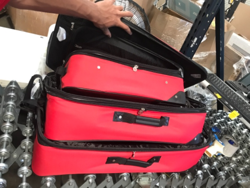 Photo 2 of Travelers Club Genova Expandable Luggage Set Red 3 Piece