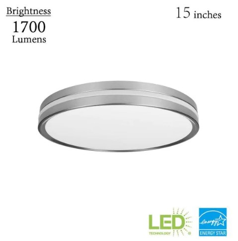 Photo 1 of Commercial Electric
12 in Brushed Nickel and OilRubbed Bronze Selectable Integrated LED Flush Mount with Interchangeable Trim
