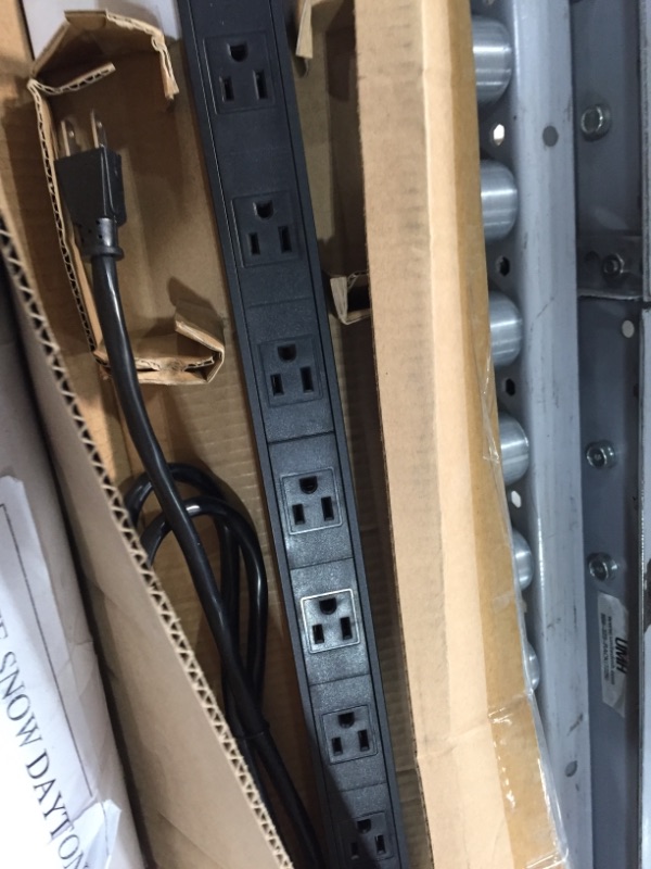 Photo 1 of Amazon Basics Heavy Duty Metal Surge Protector Power Strip with Mounting Brackets  24Outlet 840Joule 15A OnOff Circuit Breaker