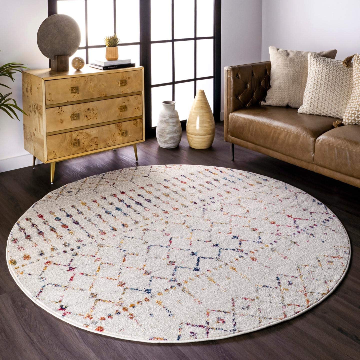 Photo 1 of nuLOOM Moroccan Blythe Area Rug 4ft Round Light Multi