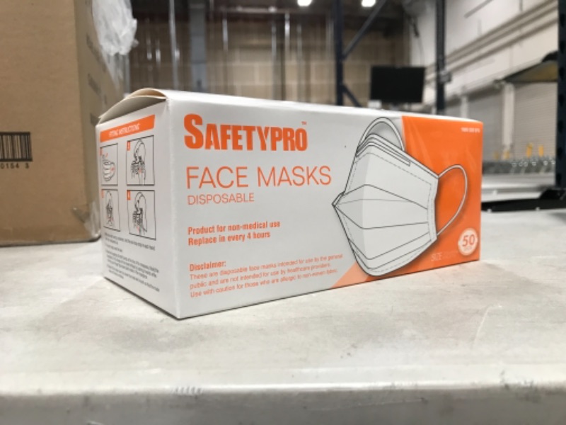 Photo 1 of Safety Pro Disposable NonWoven Protective Mask for Adult 50 Pieces