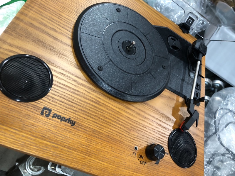 Photo 4 of Record Player Popsky 3Speed Turntable Bluetooth Vinyl Record Player with Speaker Portable LP Vinyl Player VinyltoMP3 Re
 xr636dp87