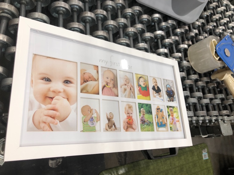 Photo 2 of Babys First Year Frame in Elegant White Natural Wood  My First Year Baby Picture Frame for Photo Memories White