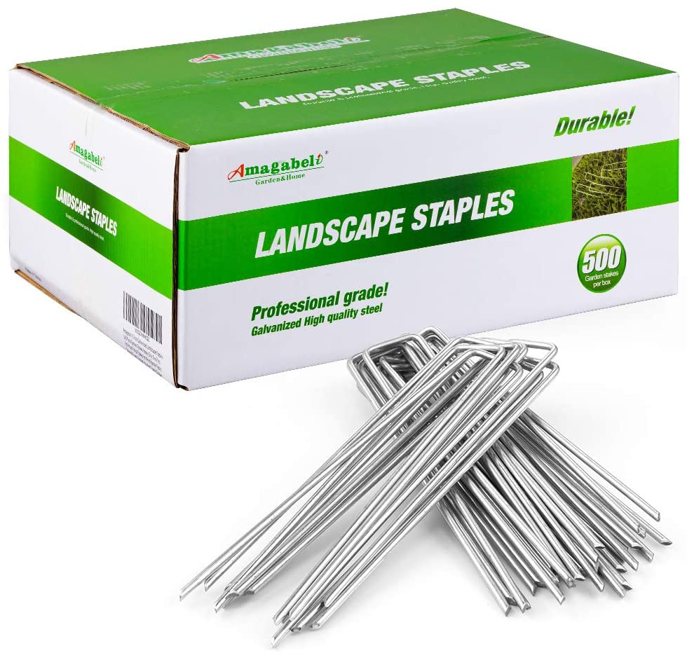 Photo 1 of Amagabeli 8 Inch Galvanized Landscape Staples 500 Pack Garden Stakes HeavyDuty Sod Pins AntiRust Fence Stakes for Weed Barrier Fabric Ground Cover Dripper Irrigation Tubing Soaker