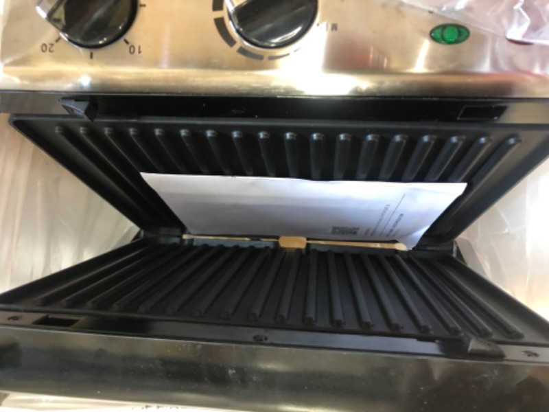 Photo 3 of Aigostar Panini Press with removable plates Electric Indoor Grill Smokeless with NonStick Coated Plates Opens 180 Degrees Stainless Steel Sandwich Maker with Temperature Control  Timer 1500W