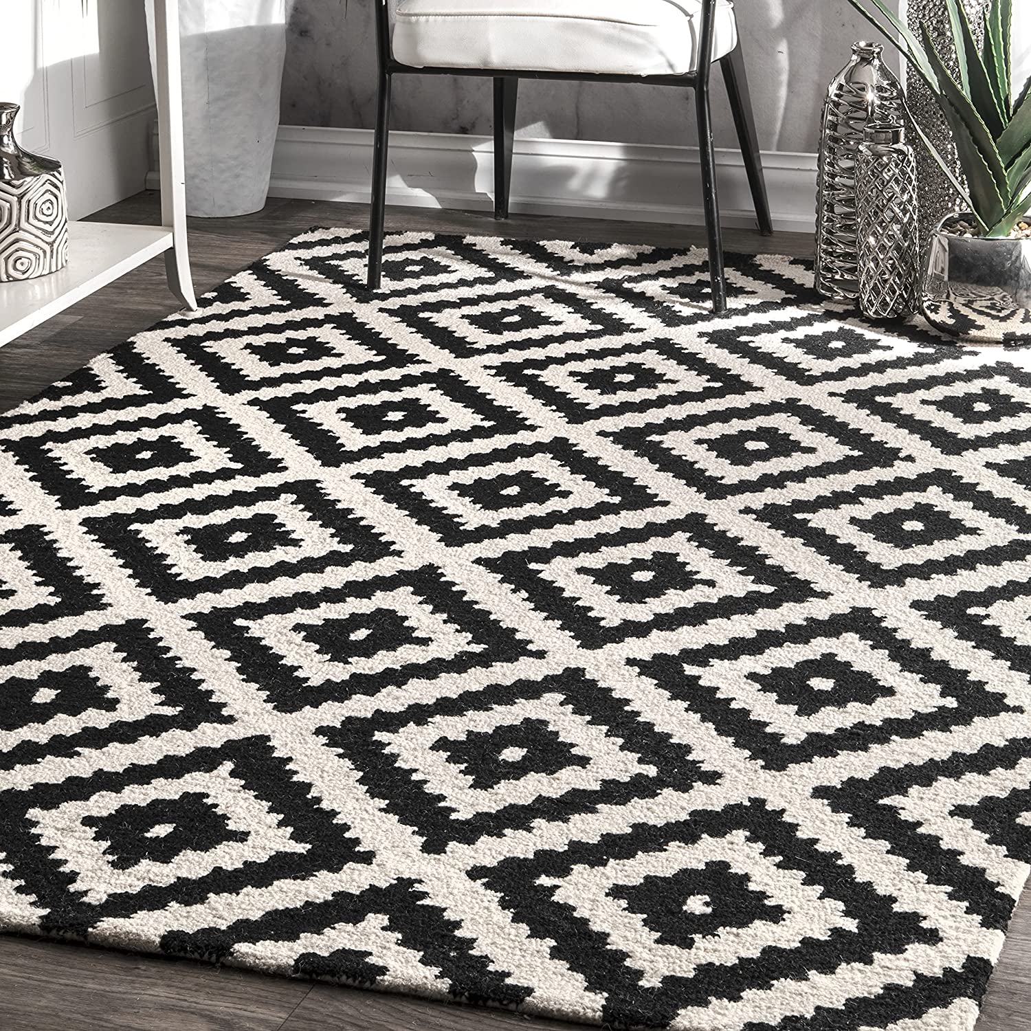 Photo 1 of nuLOOM Kellee Contemporary Wool Area Rug 5 x 8 Black