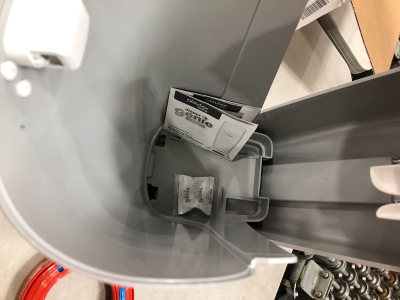 Photo 1 of Playtex Diaper Genie Complete Pail with BuiltIn Odor Controlling Antimicrobial Includes Pail and 1 Clean Laundry Scent Refill Gray Pail