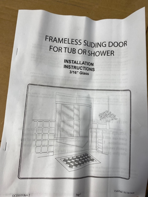 Photo 1 of 63 x 23 In Frameless Sliding Door For Tub Or Shower 316 Glass Including Metal Railing PARTS ONLY