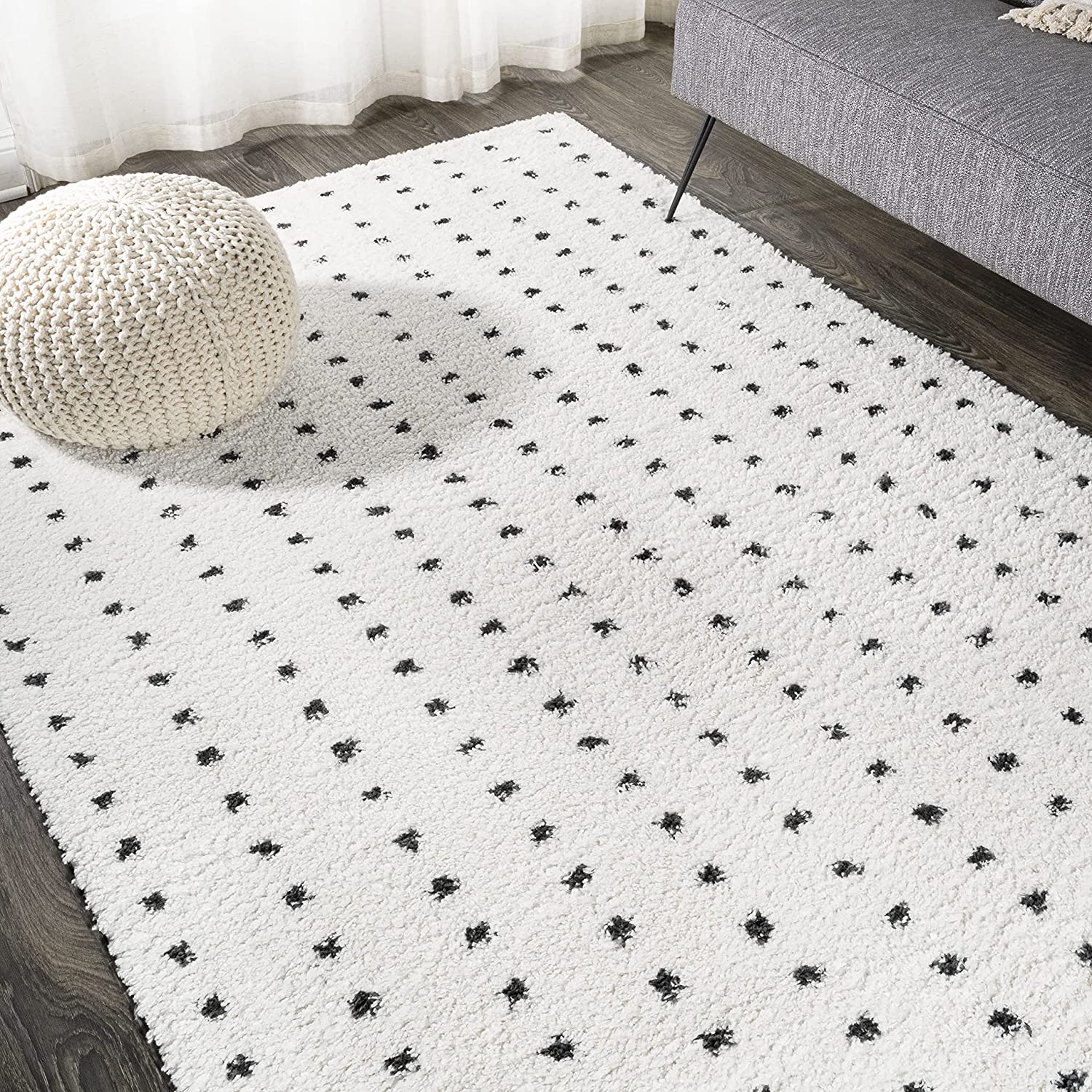 Photo 1 of JONATHAN Y MOH400A8 Pele Modern Geometric Dot Shag Area Rug 79 x 10