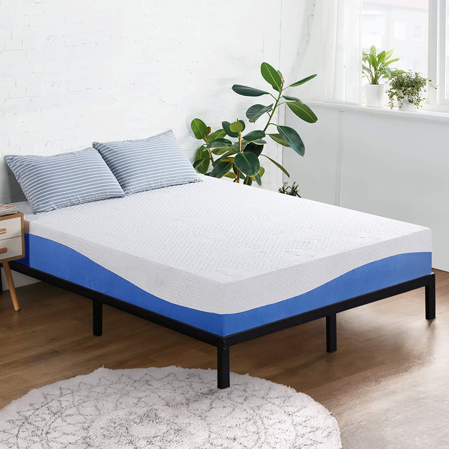 Photo 1 of Olee Sleep Aquarius 10Inch Memory Foam Mattress in Blue Queen