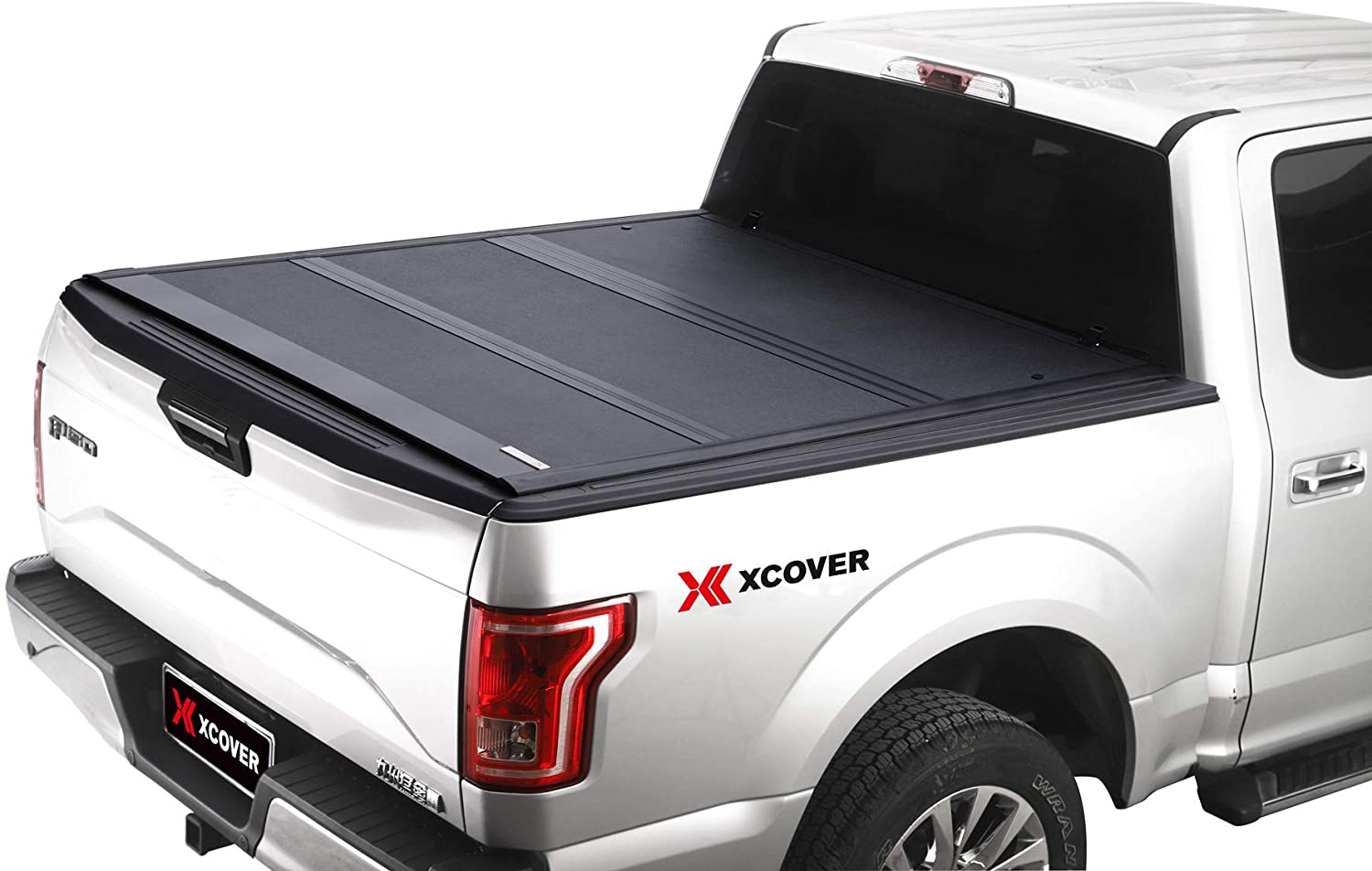 Photo 1 of Xcover Low Profile Hard Folding Truck Bed Tonneau Cover Compatible with 20142018 Chevy SilveradoGMC Sierra 1500 Pickup 58 Ft Fleetside Bed