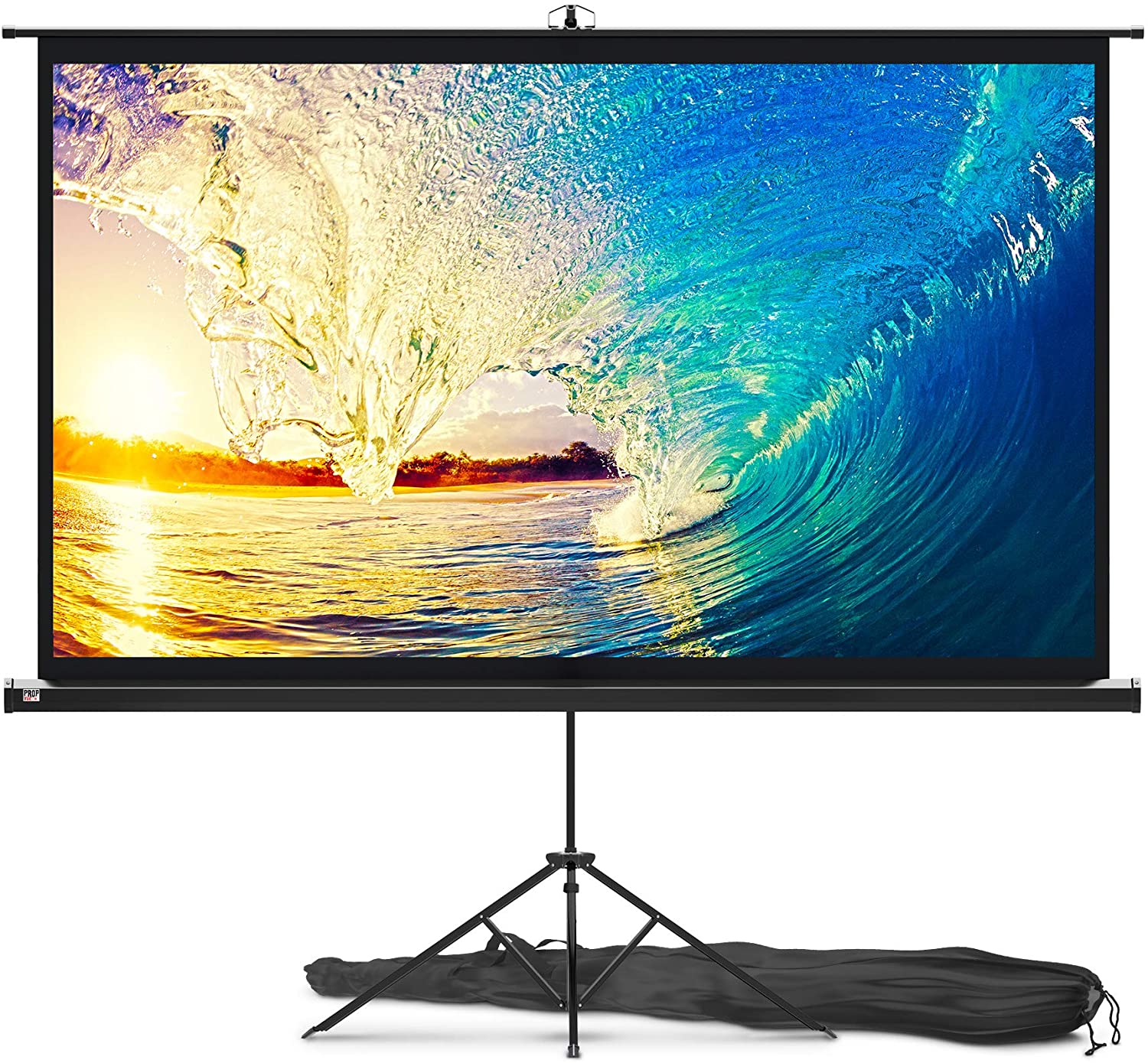 Photo 1 of Projector Screen with Stand 84 inch  Indoor and Outdoor Projection Screen for Movie or Office Presentation  169 HD Premium WrinkleFree Tripod Screen for Projector with Carry Bag and Tight Straps