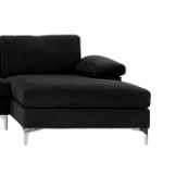 Photo 1 of AMANDA MODERN VELVERT SECTIONAL SOFA   ITEM EXP 205 VIE14  COLOR BLACK SECTIONAL SOFA USED 1 PIECE MISSING COMPONETS HARDWARE  MANUEL INCLUDED