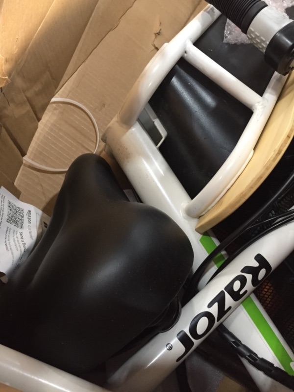 Photo 1 of Razor EcoSmart Metro Electric Scooter  Padded Seat Wide Bamboo Deck 16 AirFilled Tires 500w HighTorque Motor Up to 18 mph 12Mile Range RearWheel Drive USED LOOSE HARDWARE NO MANUEL COSMETIC DAMAGES UNABLE TO TEST NEEDS ASSEMBLY