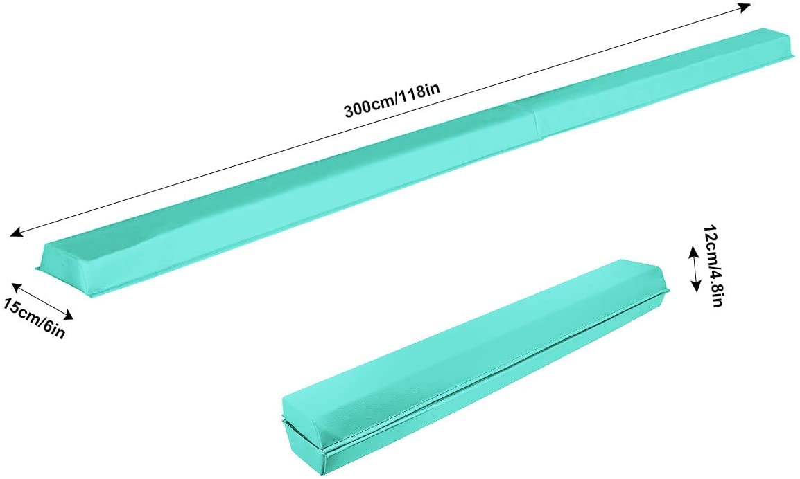 Photo 1 of 8ft Balance Beam Folding Floor Gymnastics Equipment PU Leather for Kids AdultsNon Slip Rubber Base Gymnastics Beam for Training PracticeProfessional Home Training COLOR TEAL PREVIOUSLY OPENED NEW SLIGHT COSMETIC DAMAGE