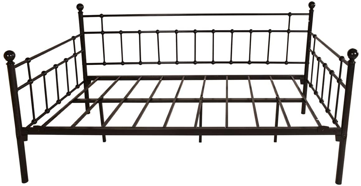 Photo 1 of Metal Daybed Frame Twin Metal Slats Platform Base Box Spring Replacement Bed Sofa for Living Room Guest Room Twin Black PREVIOUSLY OPENED NEW MANUEL INCLUDED