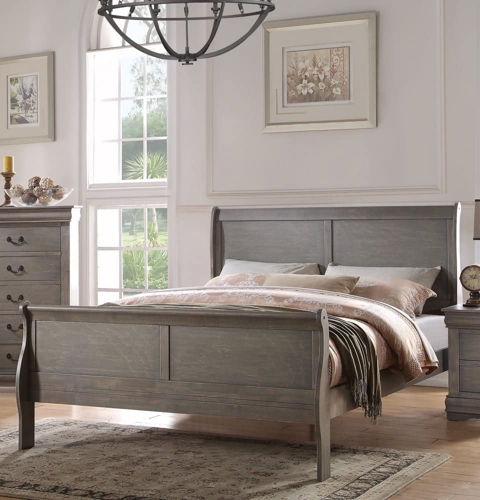 Photo 1 of ACME Louis Philippe Queen Bed  23860Q  Antique Gray QUEEN PREVIOUSLY OPENED NEW NO HARDWARE OR MANUEL
