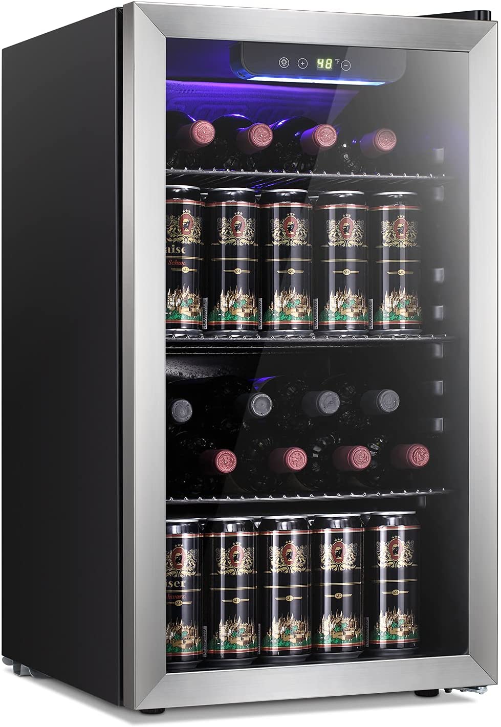 Photo 1 of Antarctic Star 26 Bottle Wine CoolerCabinet Beverage Refrigerator Small Mini Red  White Wine Cellar Beer Soda Clear Front Glass Door Counter Top Bar Fridge Quiet Operation Compressor Adjust Temperature Freestanding Black PREVIOUSLY OPENED NEW  DAMAGED DUR
