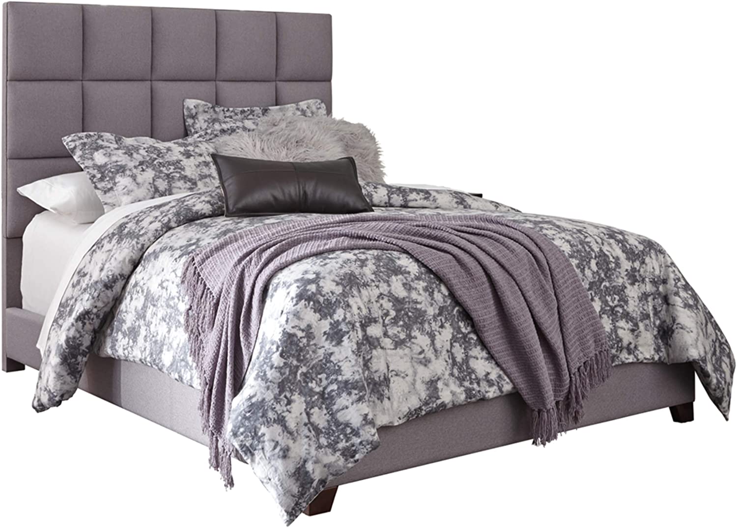 Photo 1 of Ashley Furniture Signature Design  Dolante Upholstered Bed  King Size  Complete Bed Set in a Box  Contemporary Style Checker  Gray
INCOMPLETE BOX 3 OF 3 ONLY SIDE RAIL ONLY