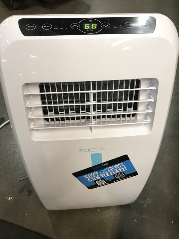 Photo 2 of Portable Electric Air Conditioner Unit  900W 8000 BTU Power Plug In AC Cold Indoor Room Conditioning System w Cooler Dehumidifier Fan Exhaust Hose Window Seal Wheels Remote  SereneLife SLPAC8