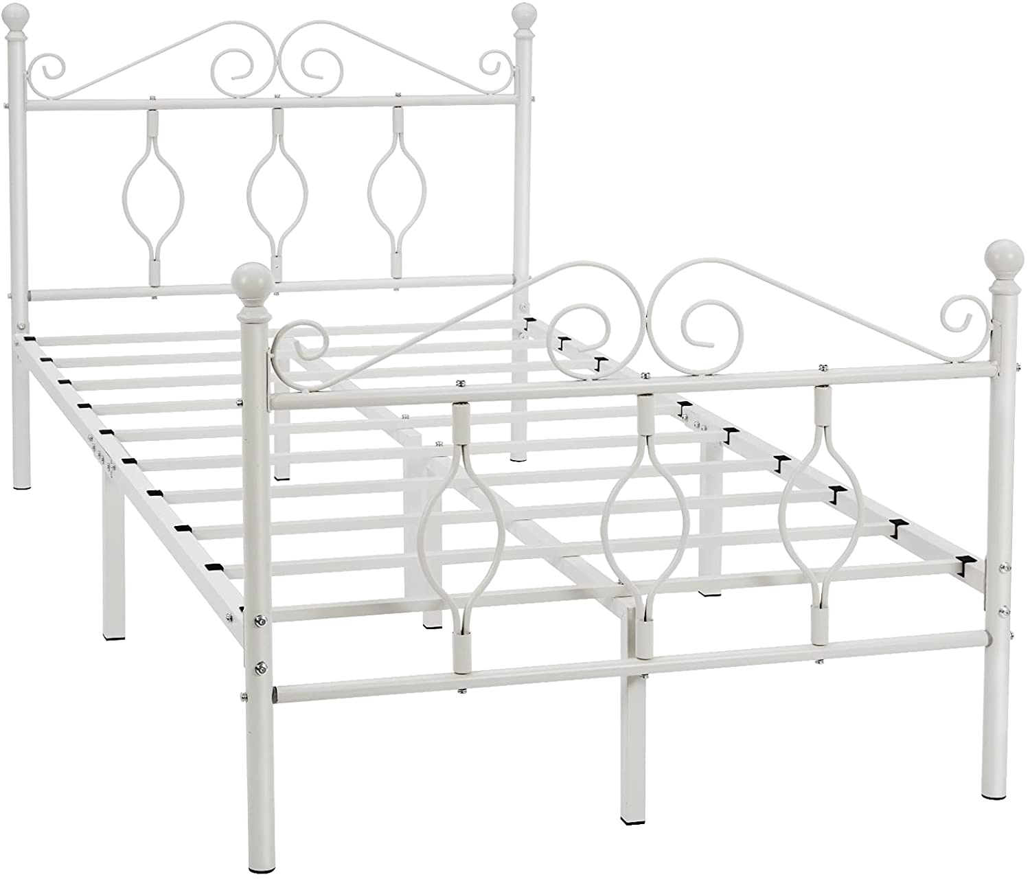 Photo 1 of GreenForest TWIN Bed Frame with Headboard Heavy Duty Reinforced 4 Middle Supports Legs Metal Platform White