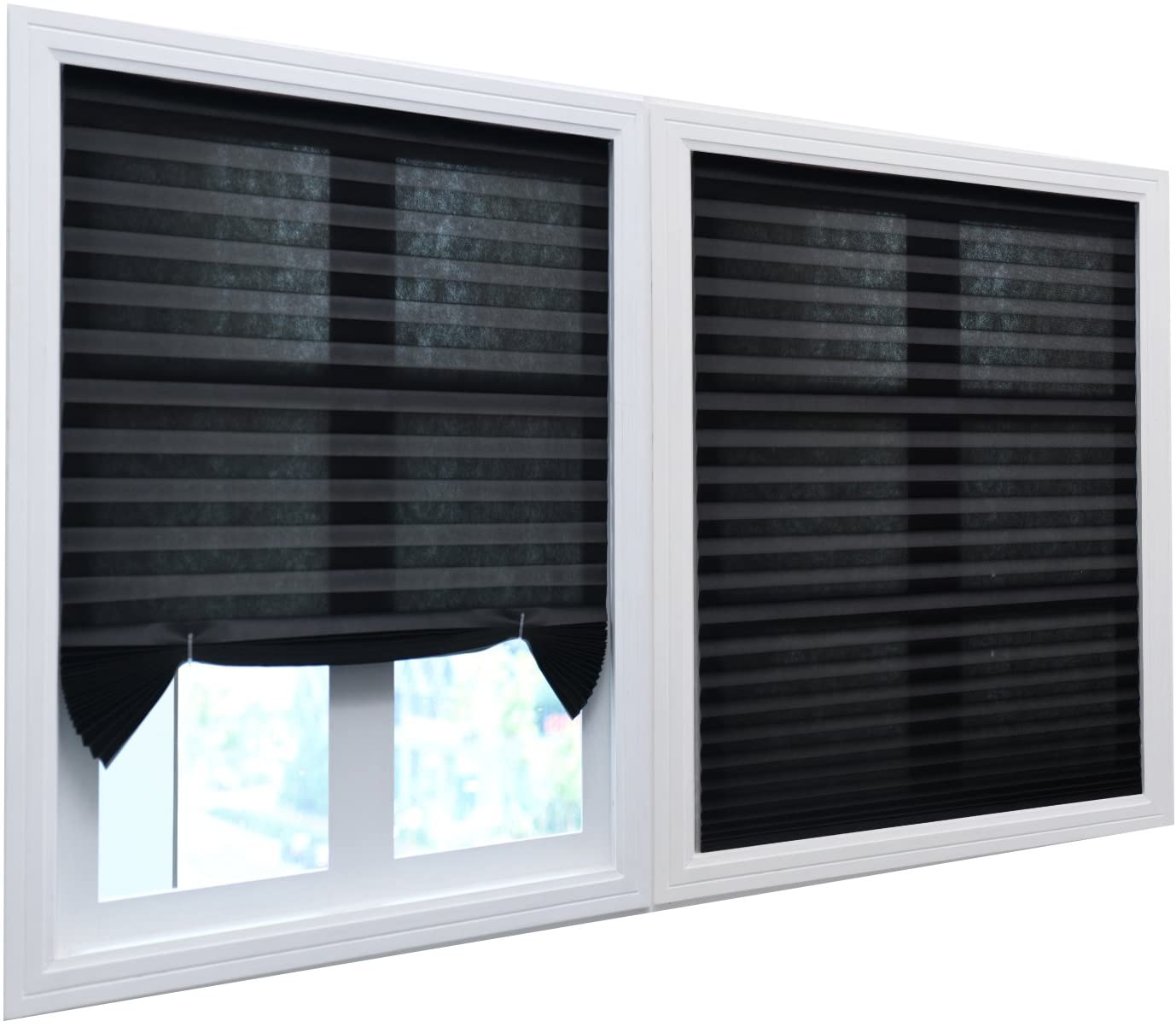Photo 1 of BOBOTOGO Cordless Room Darkening Pleated Shade Black Cordless Light Filter Pleated Shade Easy to Cut 48 x 72 3Pack