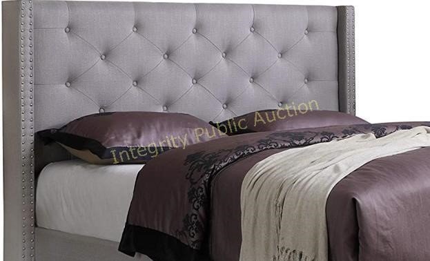 Photo 1 of INCOMPLETE BOX 1 OF 2 light grey4 queen headboard item BED00007J1