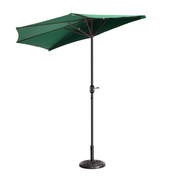Photo 1 of 83OUT5462 9 Ft Outdoor Patio Half Umbrella with 5 Ribs  Forest Green